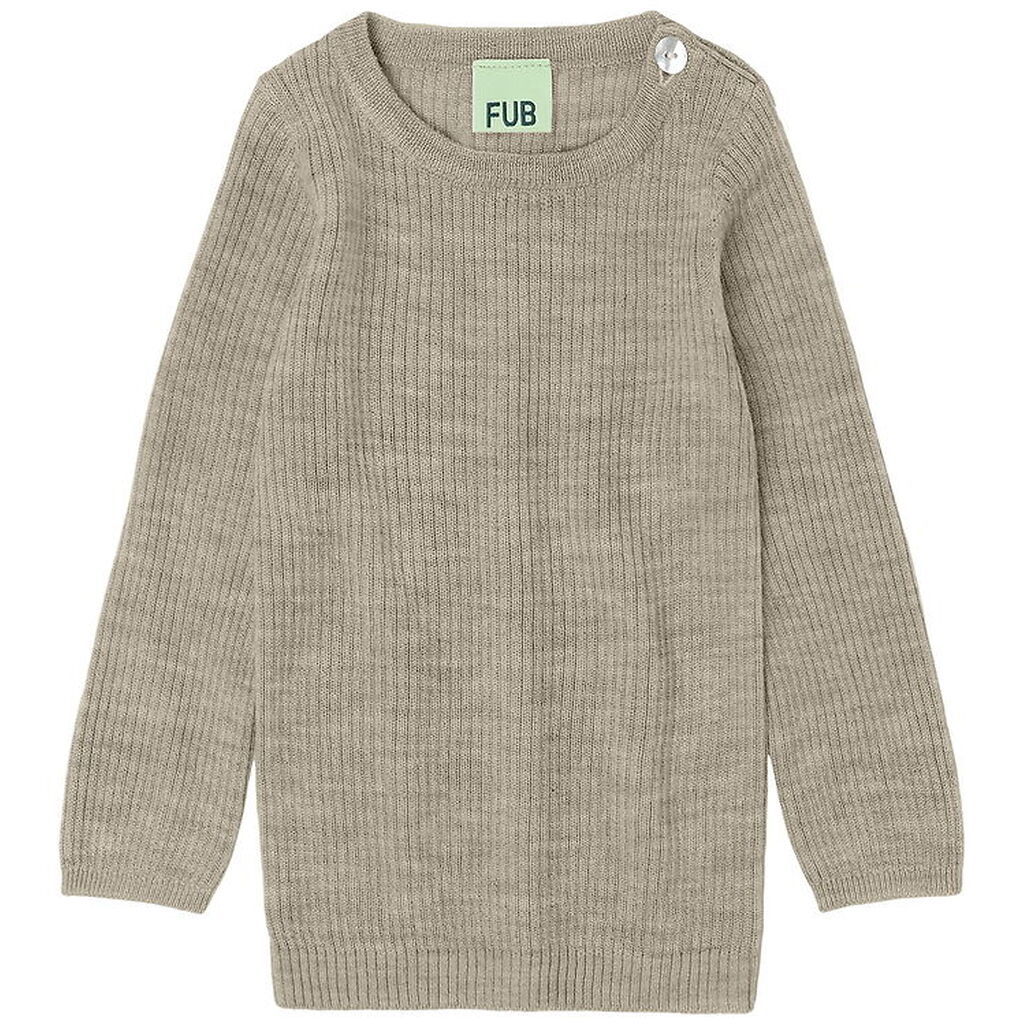 FUB Bluse - Rib - Strik - Uld - Oat Melange