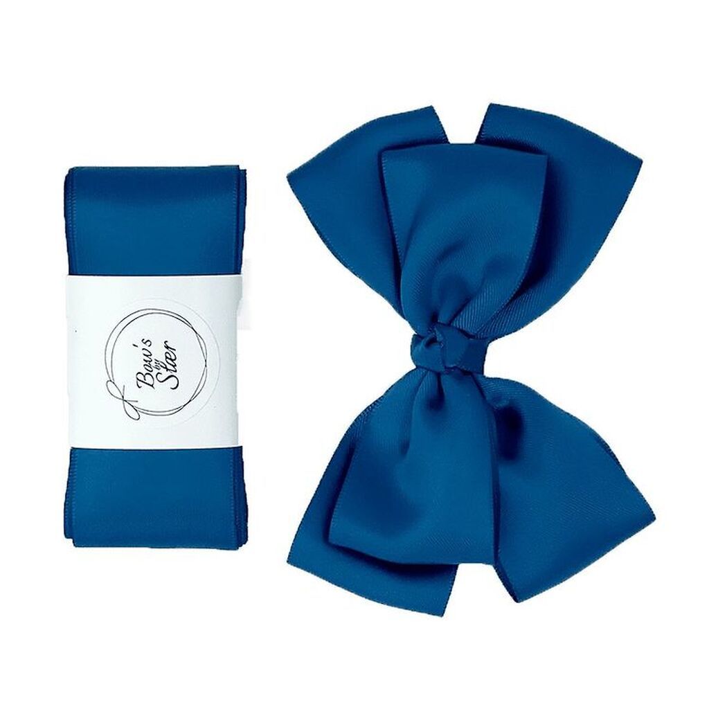 By Stær Dåbsbånd m. Sløjfe - Satin - Double Bow - Navy