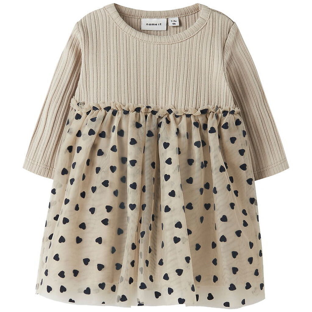 Name It Kjole - Rib - NbfNea Tulle - Island Fossil
