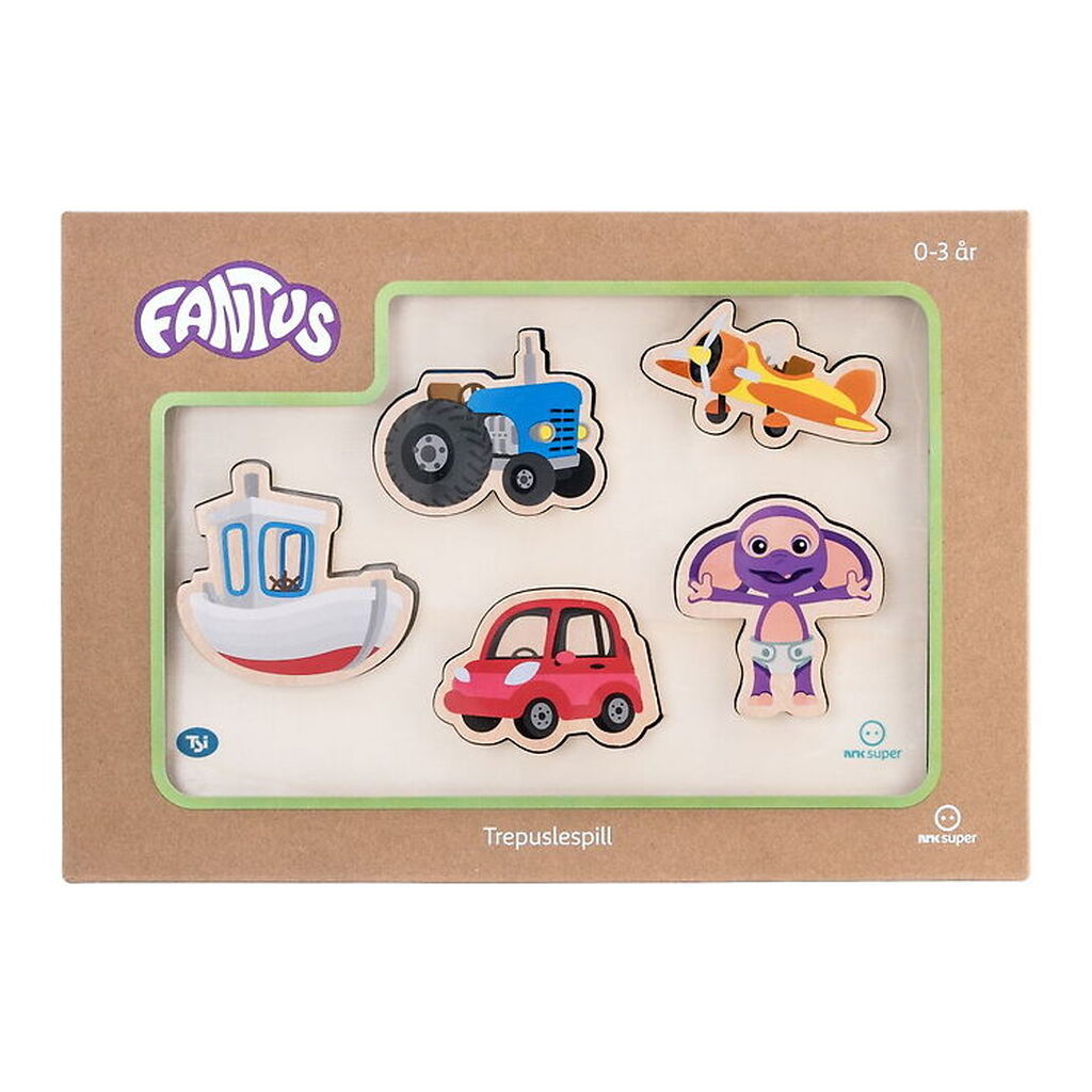 Fantorangen & Fantus Puslespil - Træ - 5 Brikker - Køretøjer