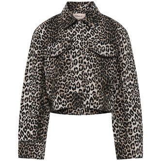 Kids Only Denimjakke - KogSandra - Lumi Printed - Sort/Leo