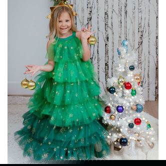 Great Pretenders Udklædning - Juletræskjole - Grøn/Guld