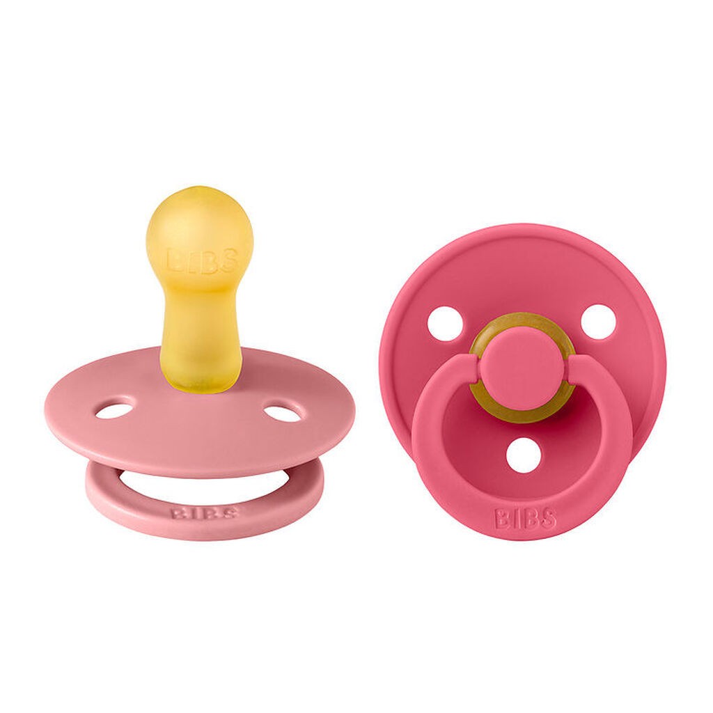 BIBS Colour Sutter - 2-pak - Str. 2 - Rund - Dusty Pink/Coral