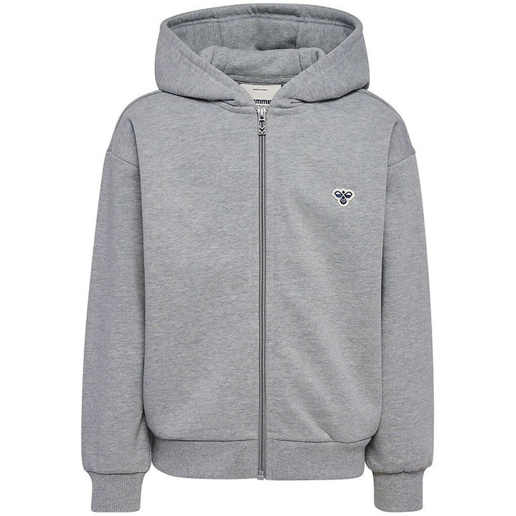 Hummel Cardigan - HmlJR Loose Zip - Gråmeleret m. Logo