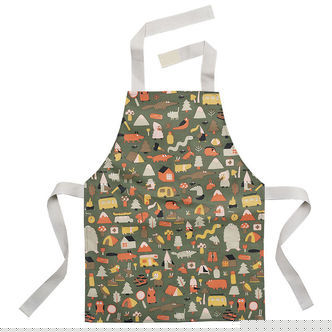 Petit Jour Paris Forklæde - Coated - Army Grøn m. Fantasi