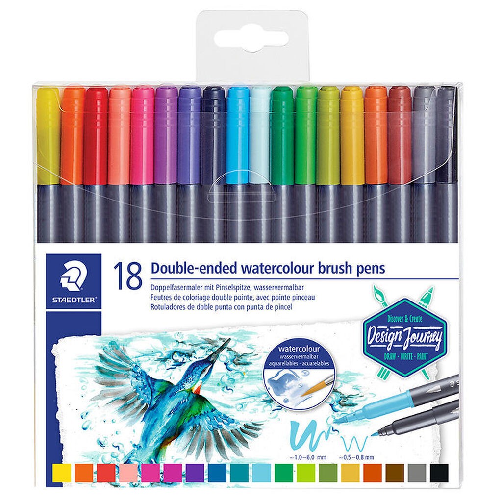 Staedtler Tuscher - 18 stk. - Double-ended Watercolour Brush Pen