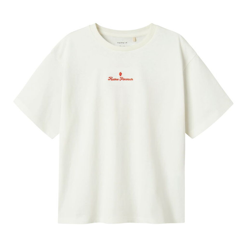 Name It T-shirt - NkfNeata - Cloud Dancer/Red alert