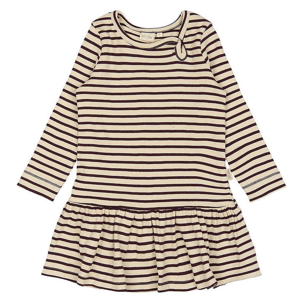 Petit Piao Kjole - Rib - Modal - Dark Grape/Off White
