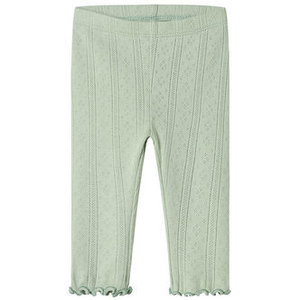 Name It Leggings - NbfJsilke - Aqua Gray m. Hulmønster