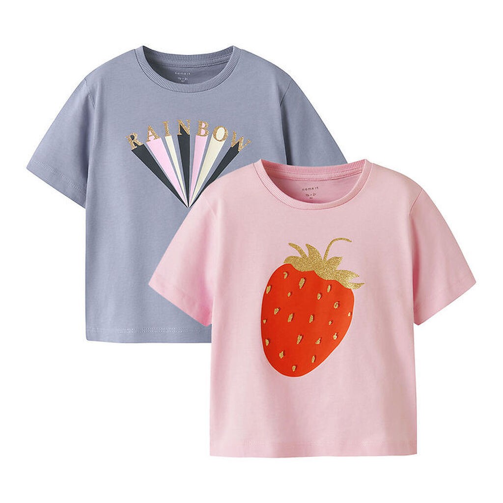 Name It T-shirt - NmfKatinka - 2-pak - Pirouette/W. Purple Impre