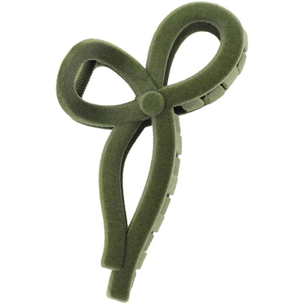By Stær Hårklemme - Merina Velour - 13 cm - Stor - Støvet Grøn