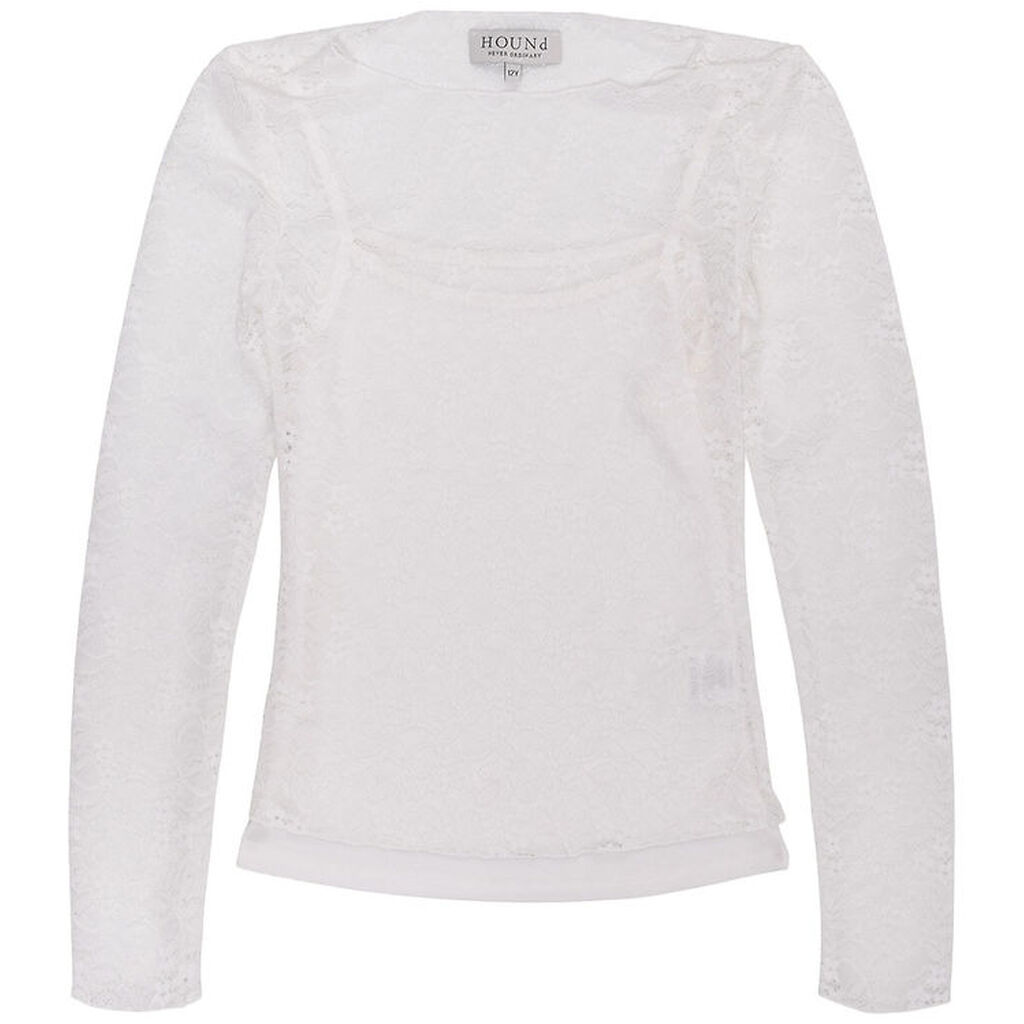 Hound Bluse - Lace - Off White m. Hulmønster