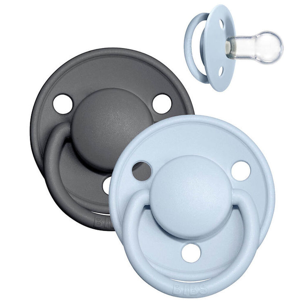 BIBS De Lux Sutter - 2-pak - Rund - Iron/Baby Blue