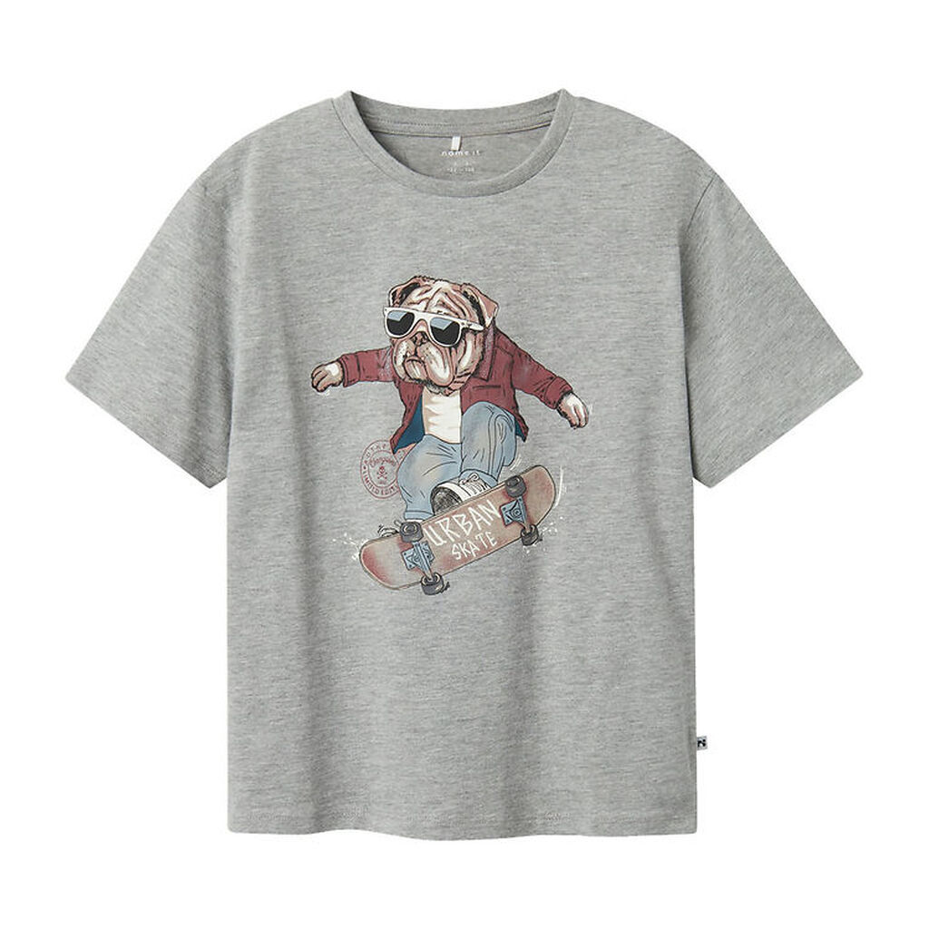 Name It T-shirt - NkmTeaske - Grey Melange m. Print