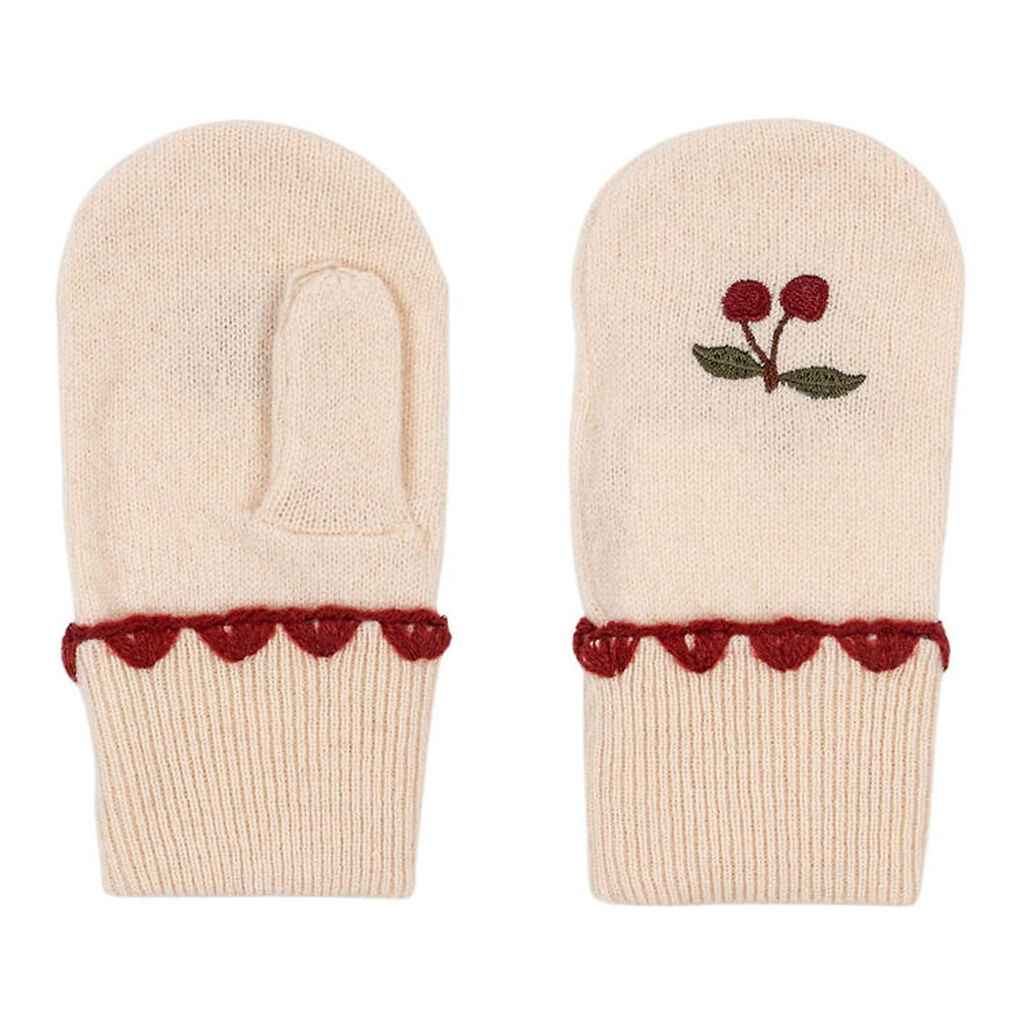 Konges Sløjd Luffer - Uld - Belou - Off White m. Kirsebær