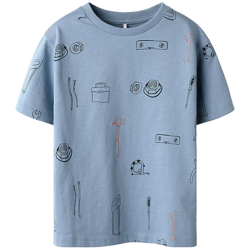 Name It T-shirt - NmmHuxi - Faded Denim m. Print