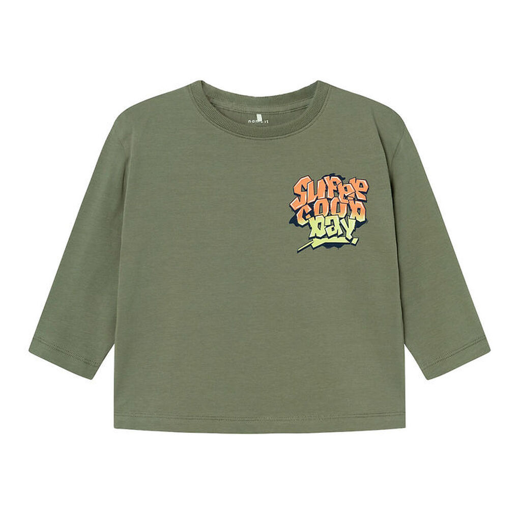 Name It Bluse - NmmNoel - Deep Lichen Green m. Graffiti