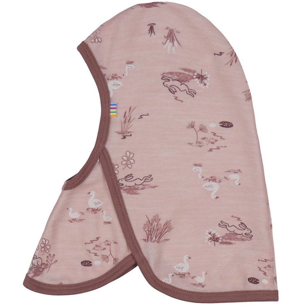 Joha Babyhjelm - 1-lags - Uld/Bambus - Lyserød m. Print