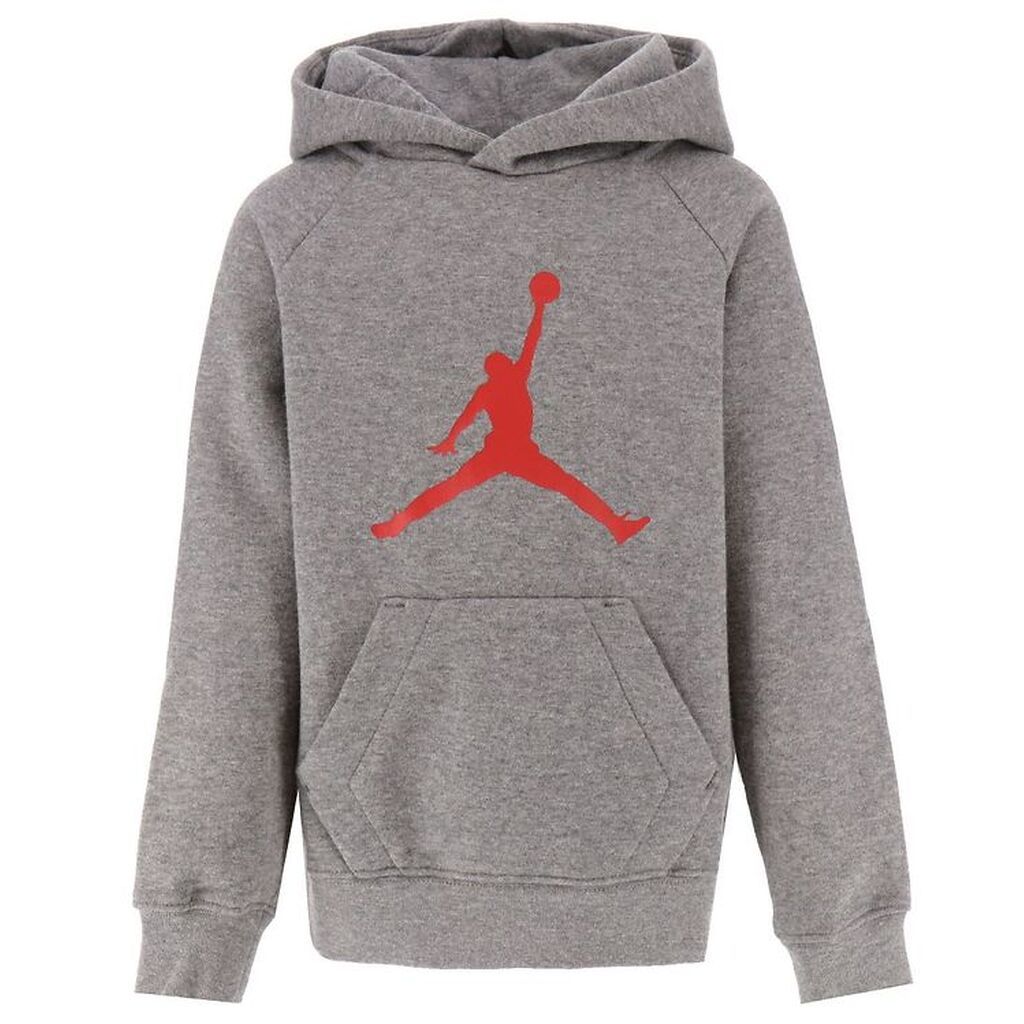 Jordan Hættetrøje - Jumpman Logo - Gråmeleret m. Rød