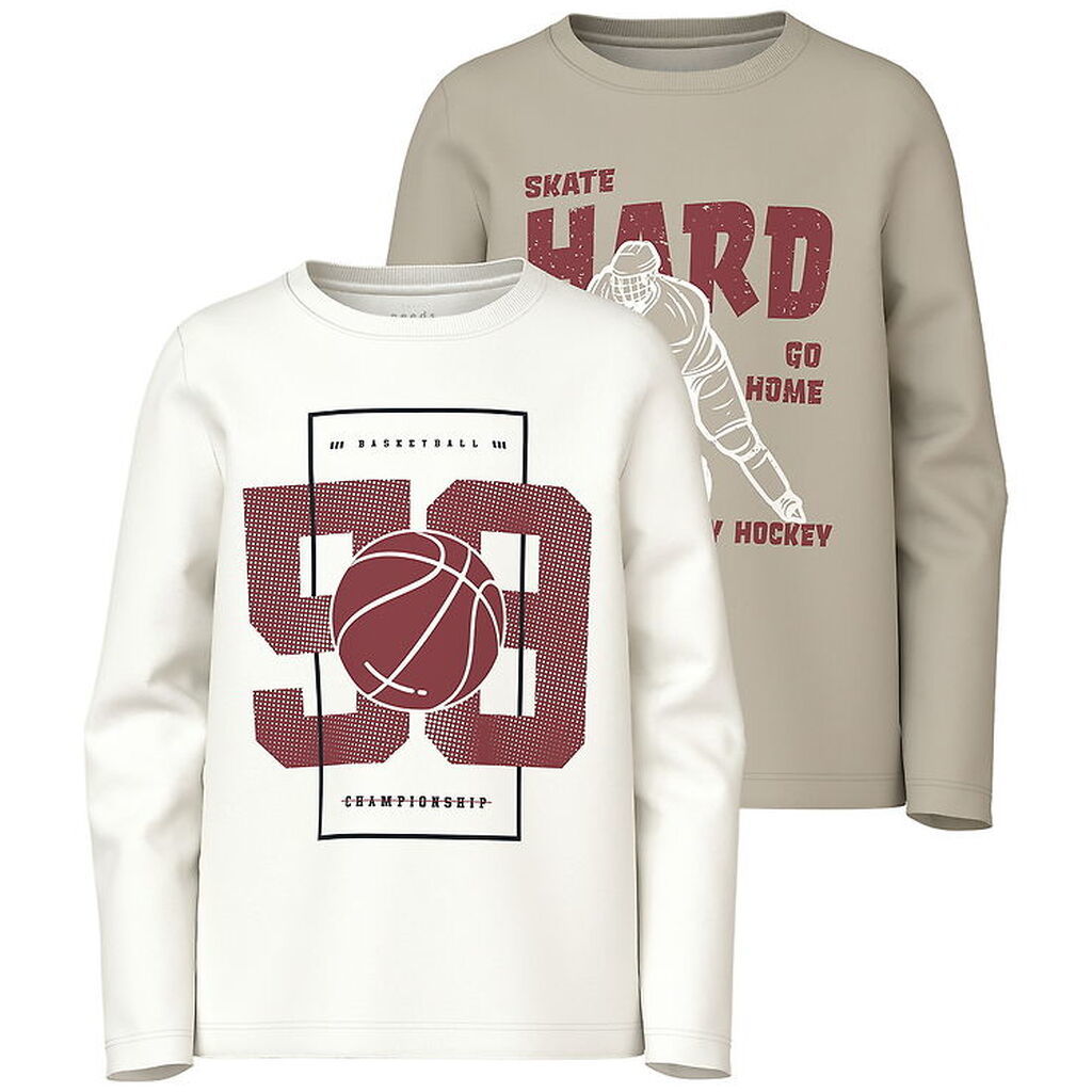 Name It Bluser - 2-pak - NkmVux - Island Fossil/Cloud Dancer 98