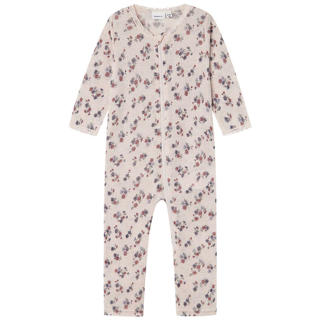 Name It Natdragt - Uld - Noos - NbfWang - Lilac Ash m. Hulmønste