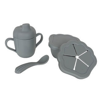 Konges Sløjd Spisesæt - Silicone - 3 dele - Light Blue