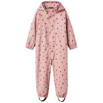 Name It Regndragt m. Fleece - PU - NmfDry10 - Pale Mauve/Strawbe