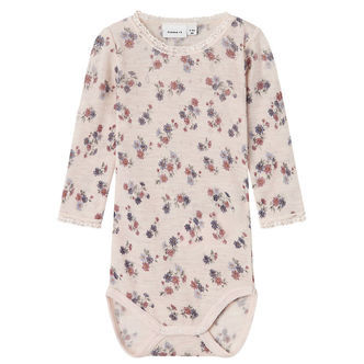 Name It Body l/æ - Uld - Noos - NbfWang - Lilac Ash m. Hulmønste