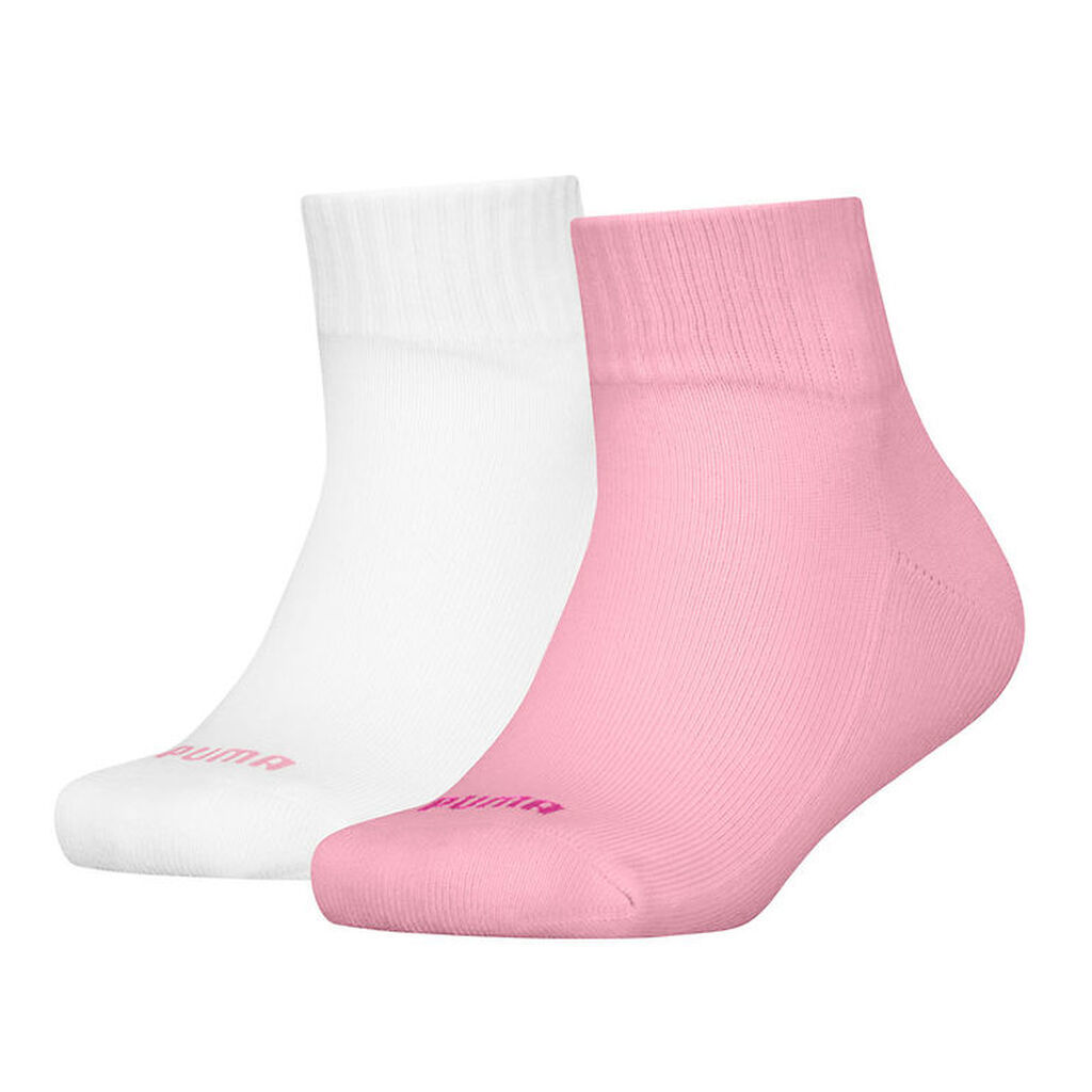 Puma Strømper - Kids Quarter - 2-pak - Hvid/Rosa m. Hjerte Logo