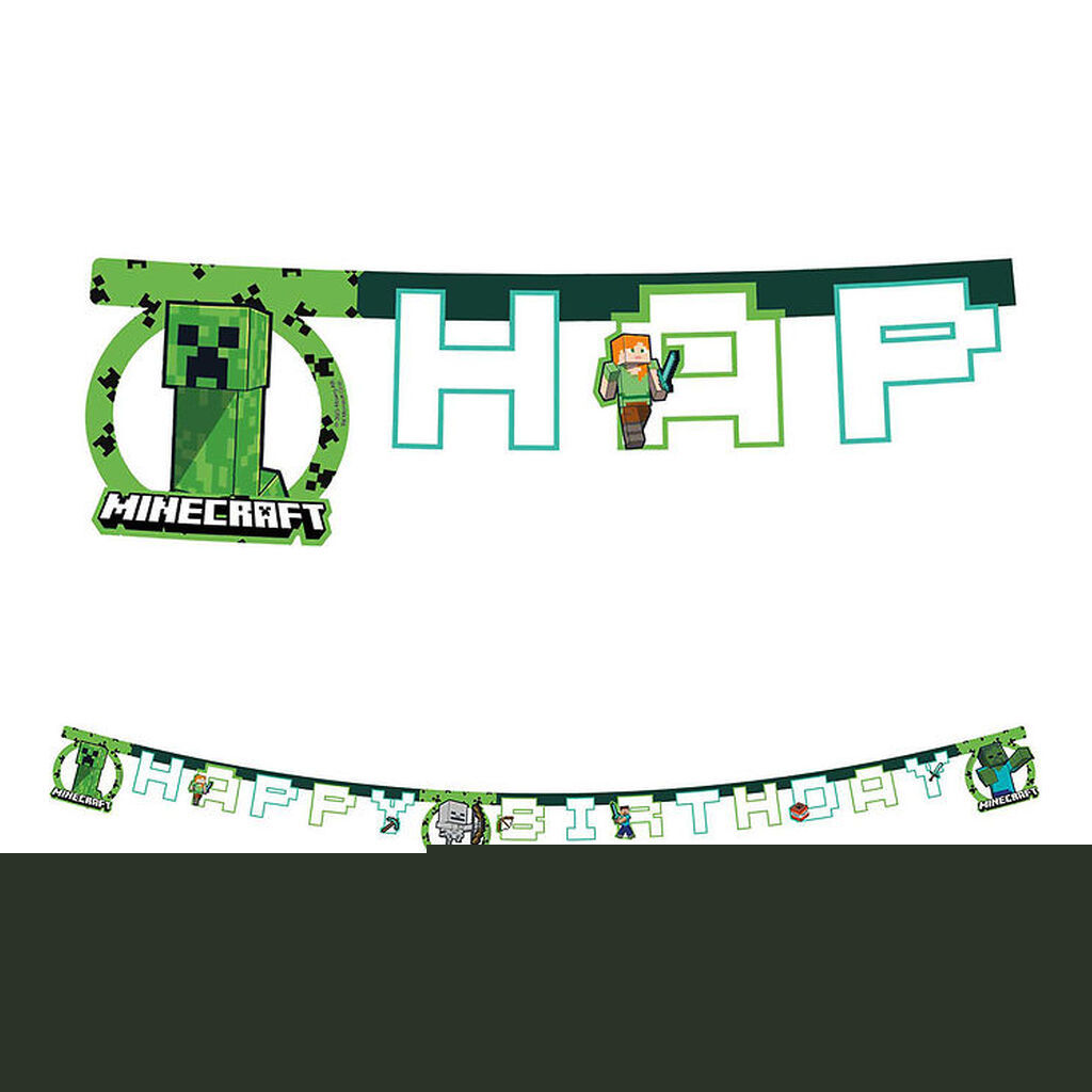 Decorata Party Happy Birthday Banner - Minecraft