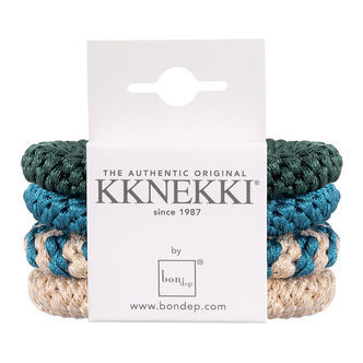 Kknekki Hårelastikker - 4-pak - Beige/Blå/Grøn/Glimmer