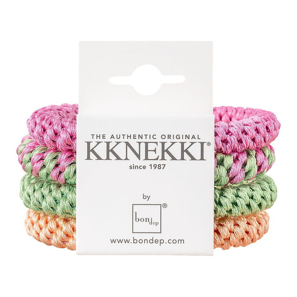 Kknekki Hårelastikker - 4-pak - Pink/Orange/Grøn