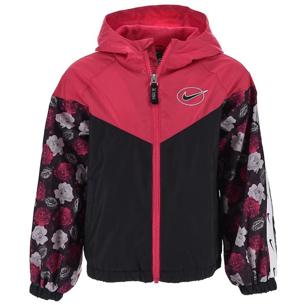 Nike Jakke - Floral Windrunner - Sort/Rosa