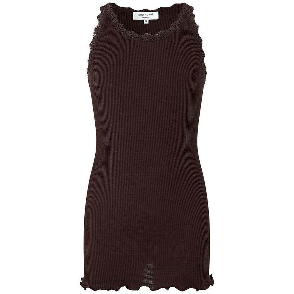 Rosemunde Top - Lang - Silke/Bomuld - Dark Espresso m. Blonder