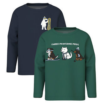 Name It Bluser - 2-Pak - NmmVux - Bistro Green/Navy Blazer Snowb