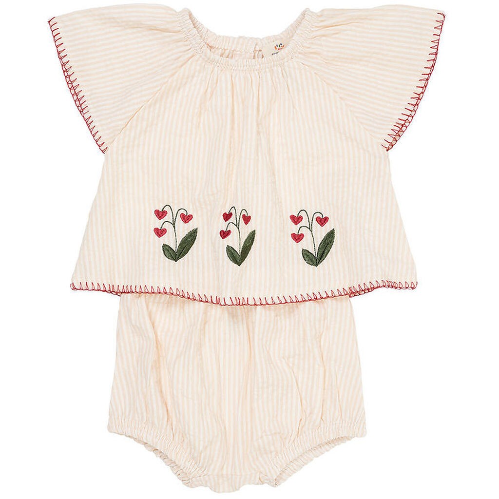 Copenhagen Colors Shortssæt - Dusty Rose W. Cream Stripe W. Berr