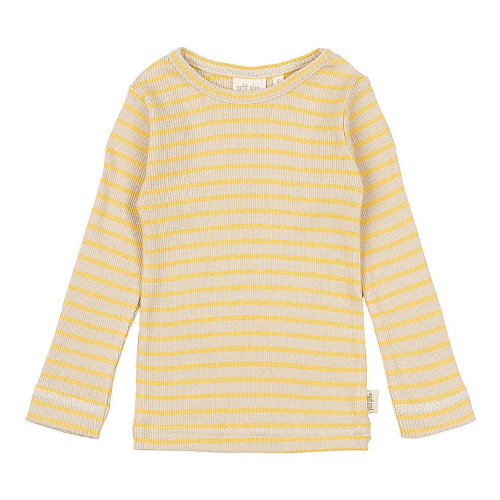 Petit Piao Bluse - Rib - Modal - Yellow Sun/Dark Off White