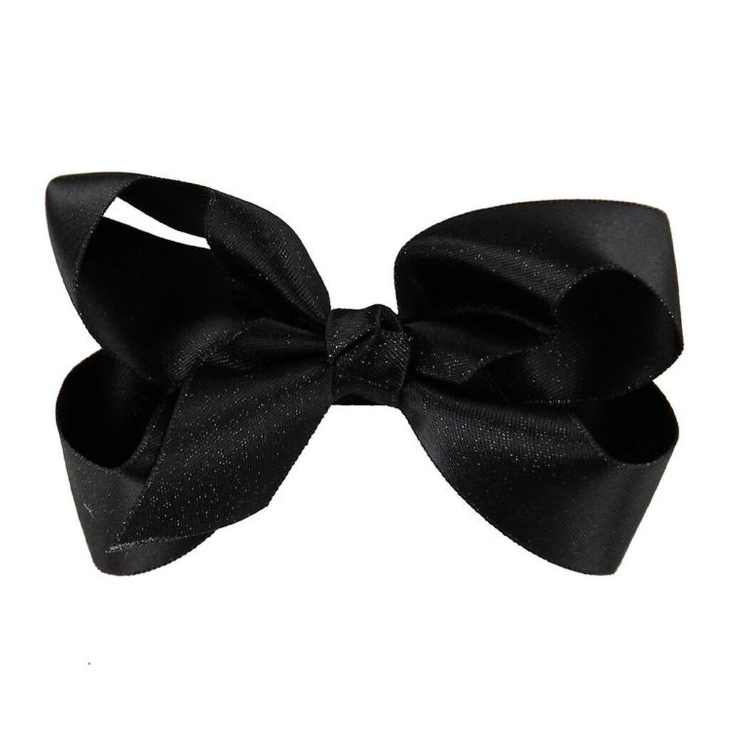 Little Wonders Hårsløjfe - 8 cm - Kornelia - Satin - Sort Glimm