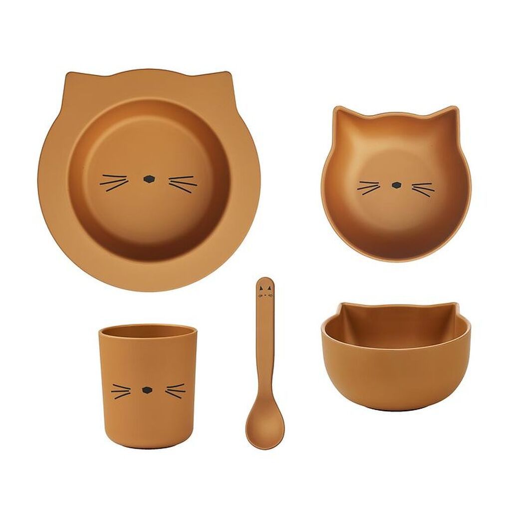 Liewood Spisesæt - Joana - 4 Dele - Cat Golden Caramel