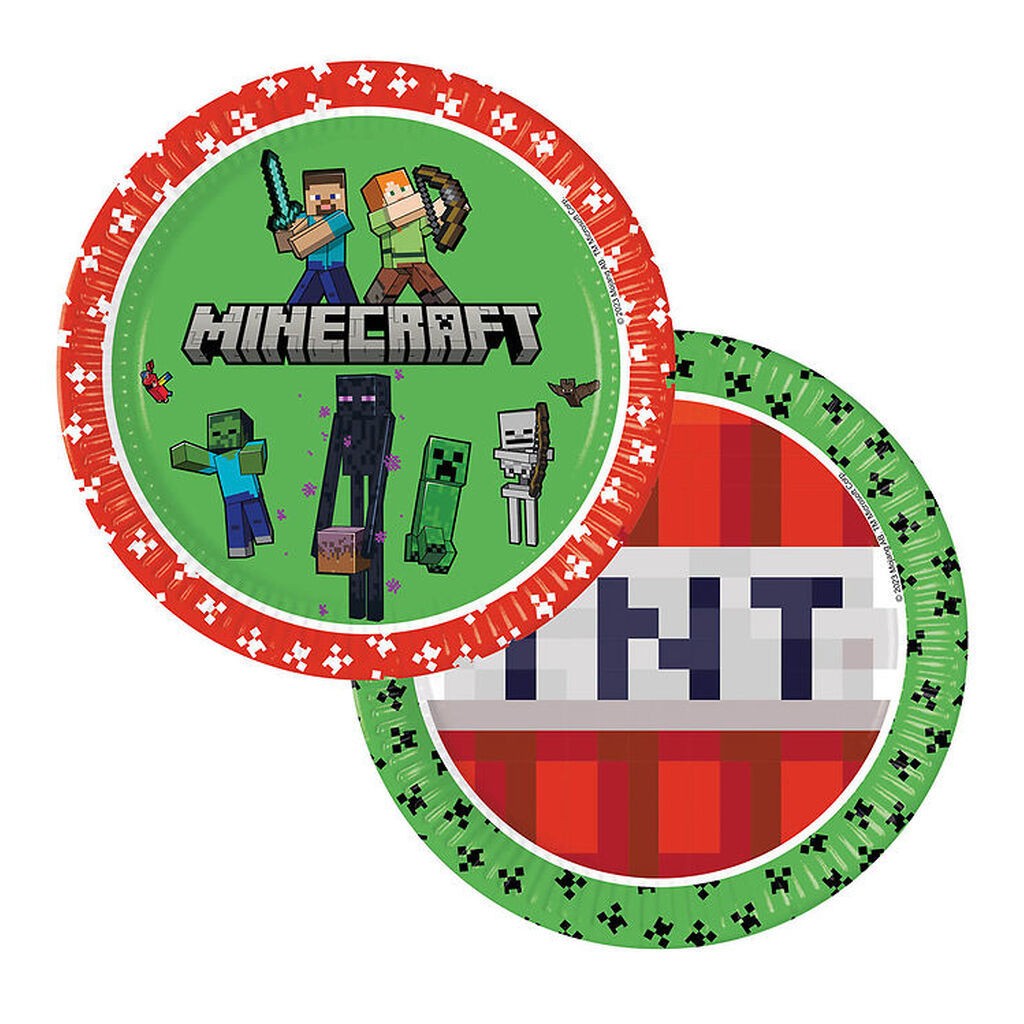 Decorata Party Paptallerkner - 8-pak - 23 cm - Minecraft