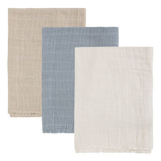 Pippi Stofbleer - Noos - 3-pak - Musselin - 65x65 cm - Blå