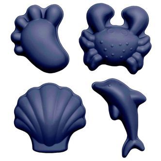 Scrunch Sandforme - 4 stk - Silikone - 6,5-10,5 cm - Blå