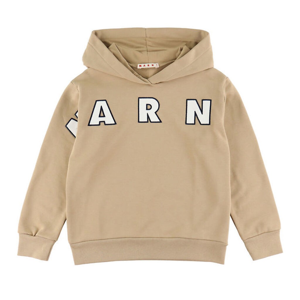 Marni Hættetrøje - Cardboard Beige m. Logo