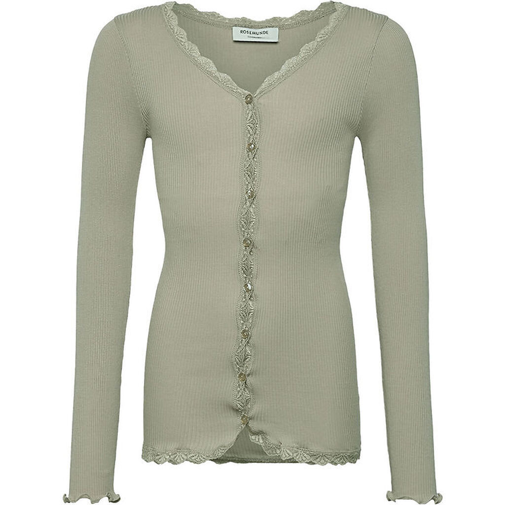 Rosemunde Cardigan - Rib - Balta - Abbey Stone m. Blonder