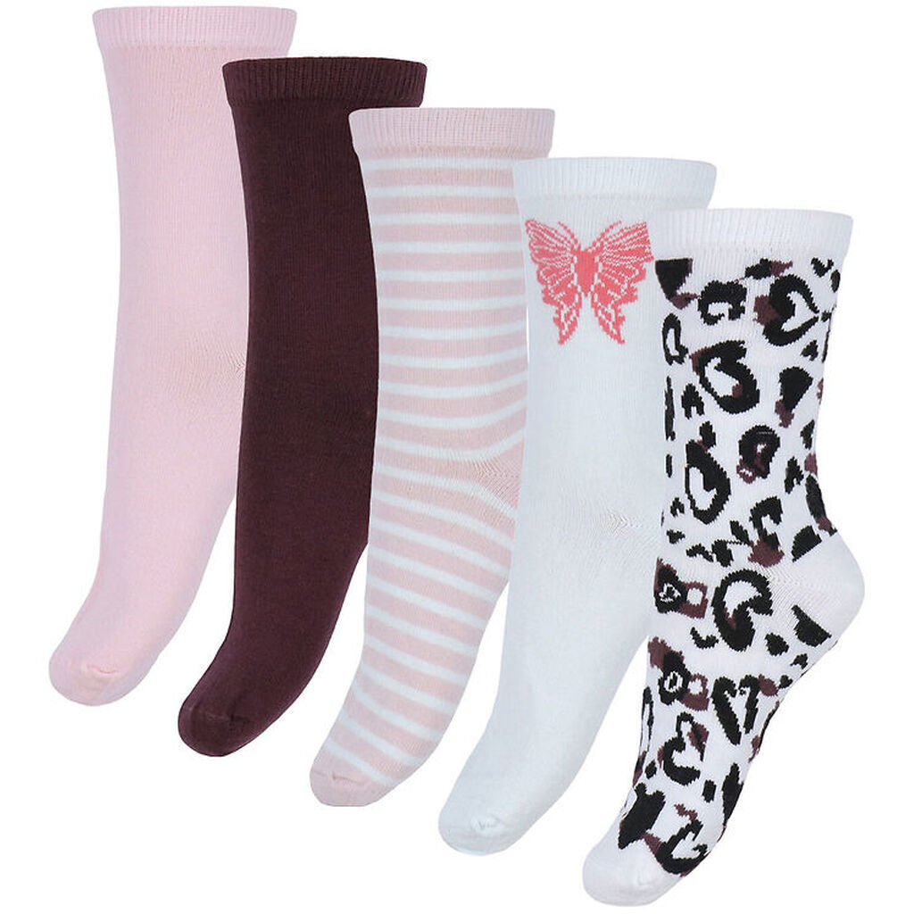 Name It Strømper - NkfVilde - 5-pak - Bright White/Hearts