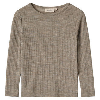 Wheat Bluse - Uld/Silke - Rib - Alfie - Khaki Melange