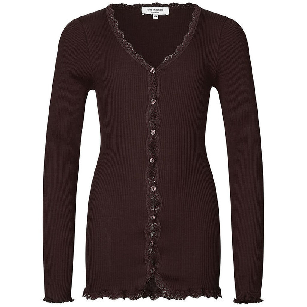 Rosemunde Cardigan - Silke/Bomuld - Rib - Dark Espresso