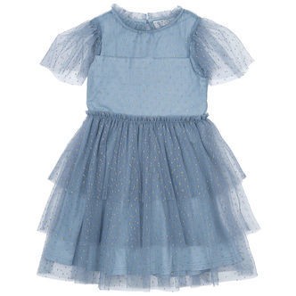 The New Kjole - TnNarice - Ashley Blue/Gold m. Guldprikker
