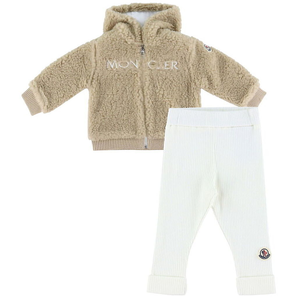 Moncler Sæt - Fleecejakke/Leggings - Brun/Hvid