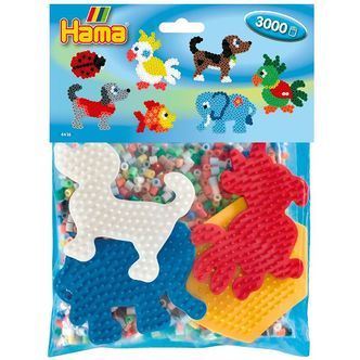 Hama Midi Perlesæt - 3000 stk. + 4 Plader - Multifarvet